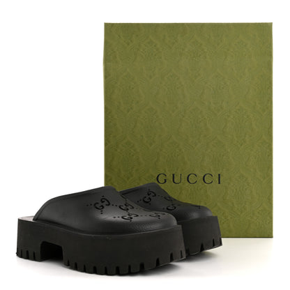 Gucci Rubber GG Monogram Perforated Elea Platform 55mm Lug Sole Sandals 36 Black 13 of 13