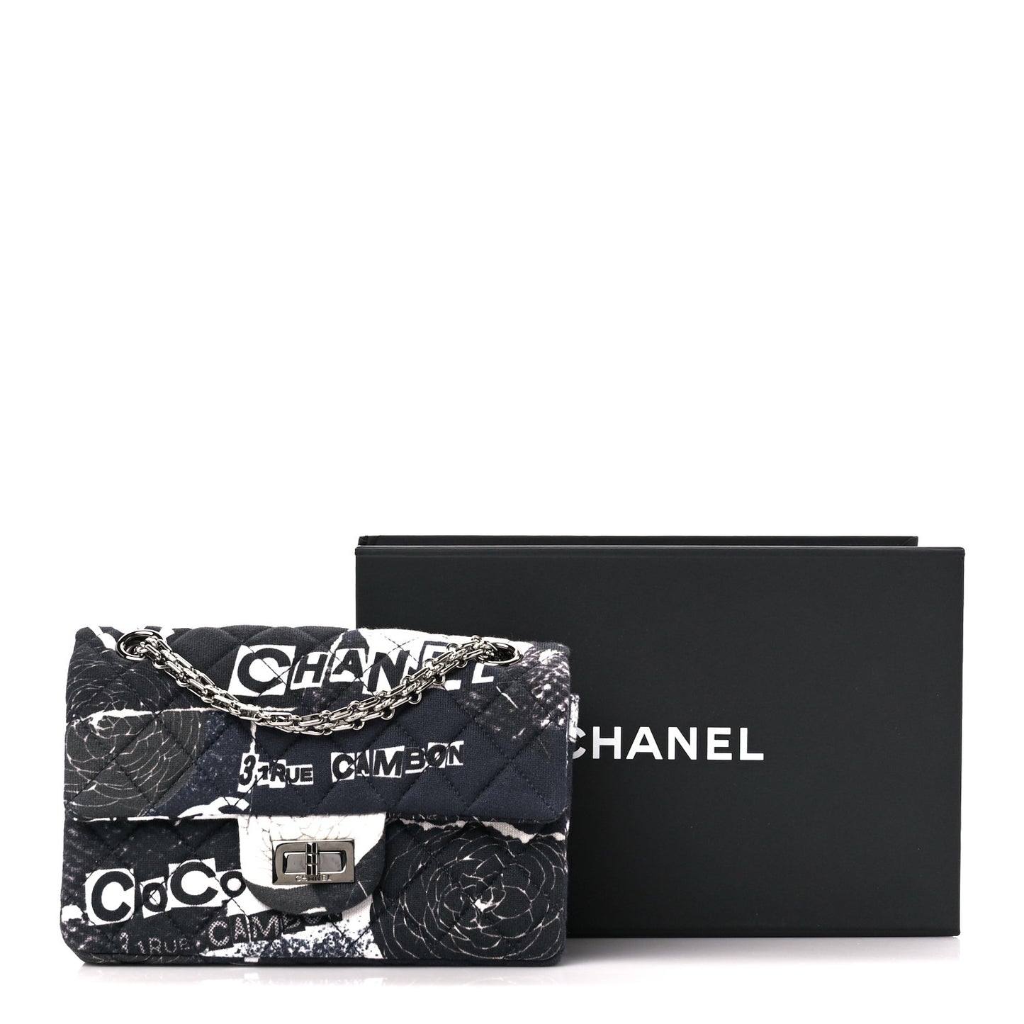 Jersey Quilted Camellia 2.55 Reissue Mini Flap Black White