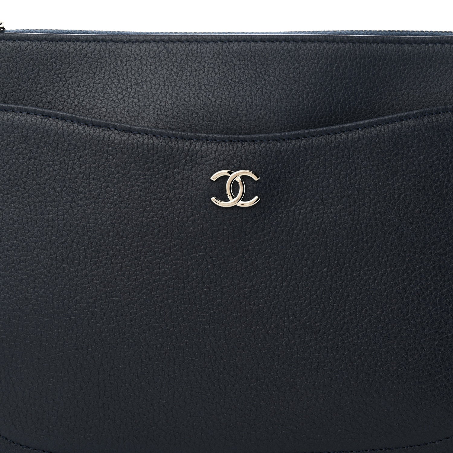Chanel Grained Calfskin Large Neo Executive Cosmetic Case Dark Blue 7 of 9