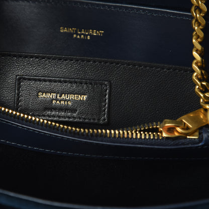 Saint Laurent Velvet Y Quilted Monogram Small Loulou Chain Satchel Medium Blue 6 of 10