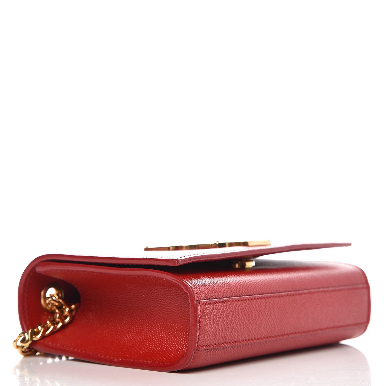 Saint Laurent Grain De Poudre Small Monogram Kate Satchel Red 4 of 10
