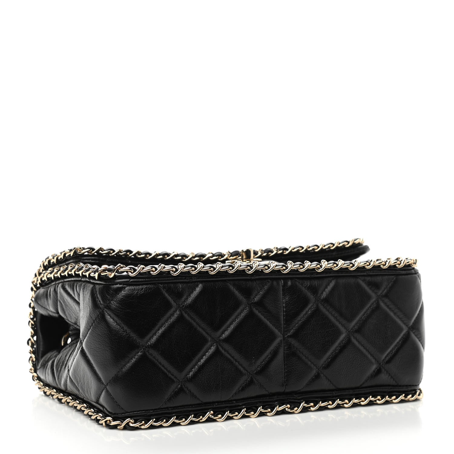 Chanel Crumpled Calfskin Medium Chain All Over Flap Black 4 of 11