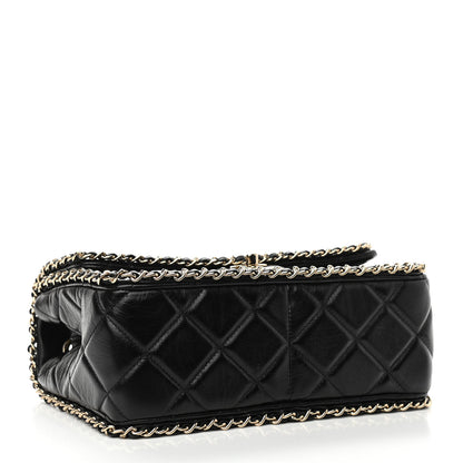 Chanel Crumpled Calfskin Medium Chain All Over Flap Black 4 of 11