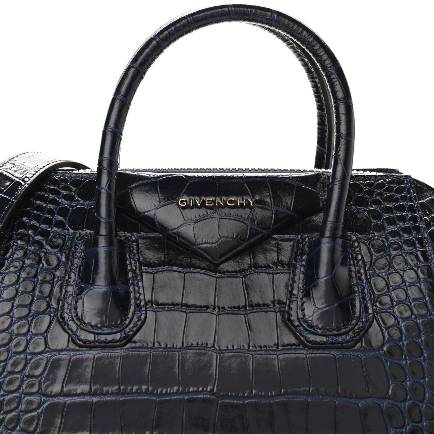 Givenchy Calfskin Crocodile Embossed Small Antigona Navy 7 of 9