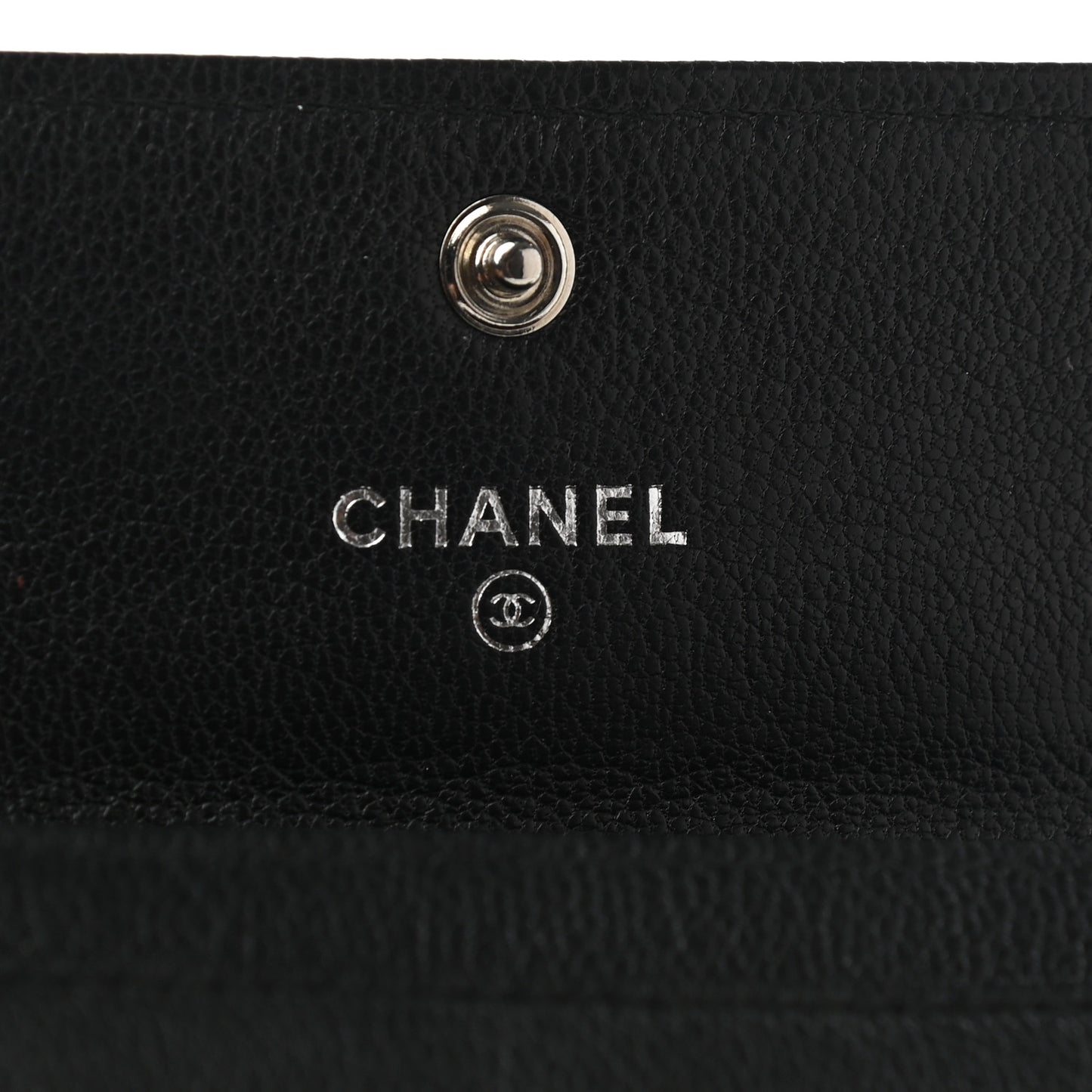 Goatskin Camellia CC Flap Card Holder Black