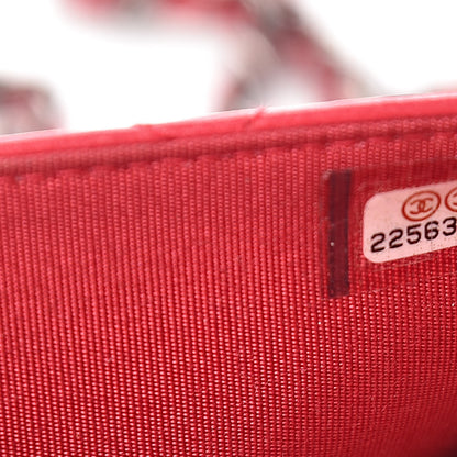 Chanel Calfskin Quilted Boy Wallet On Chain WOC Red 7 of 22
