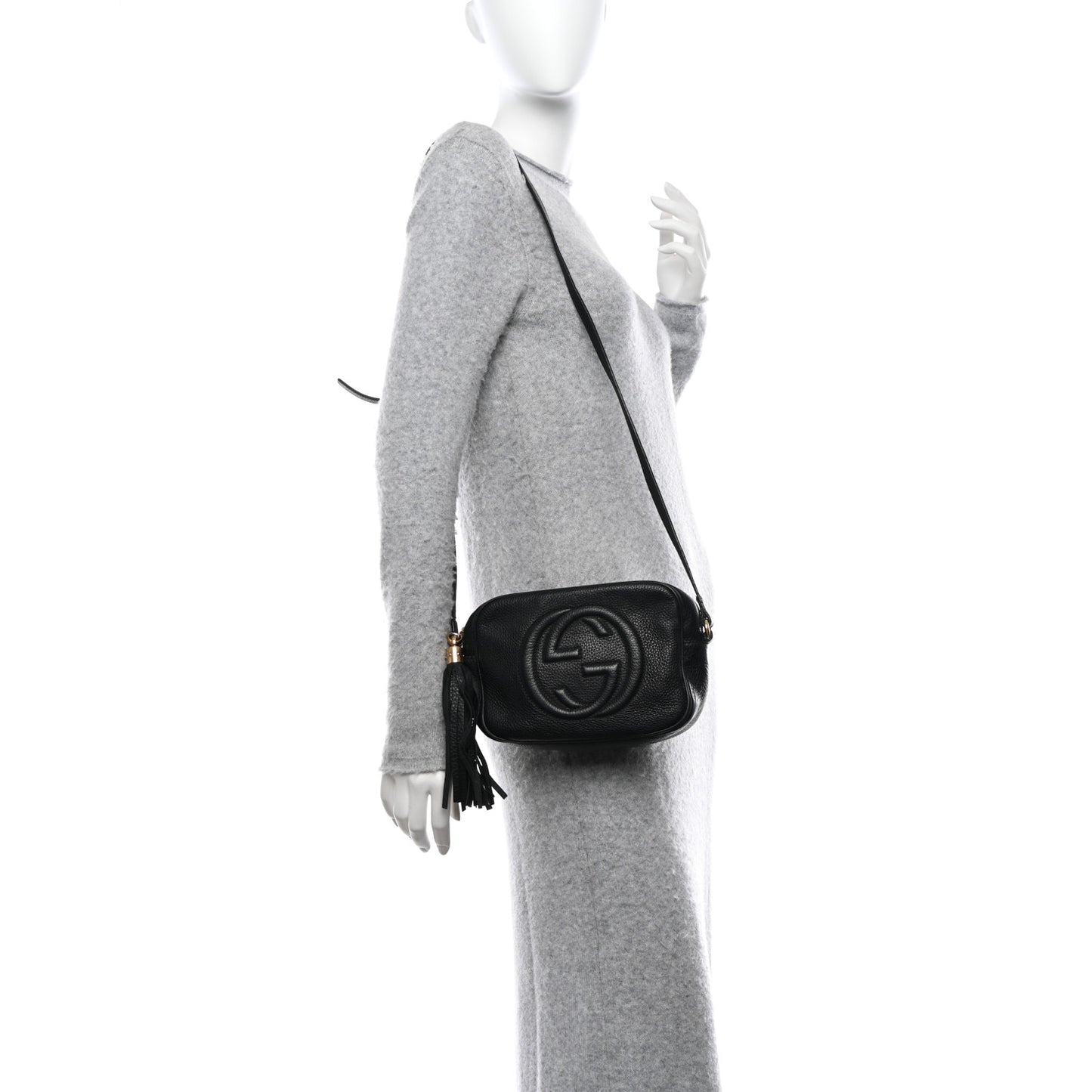 Pebbled Calfskin Small Soho Disco Bag Black