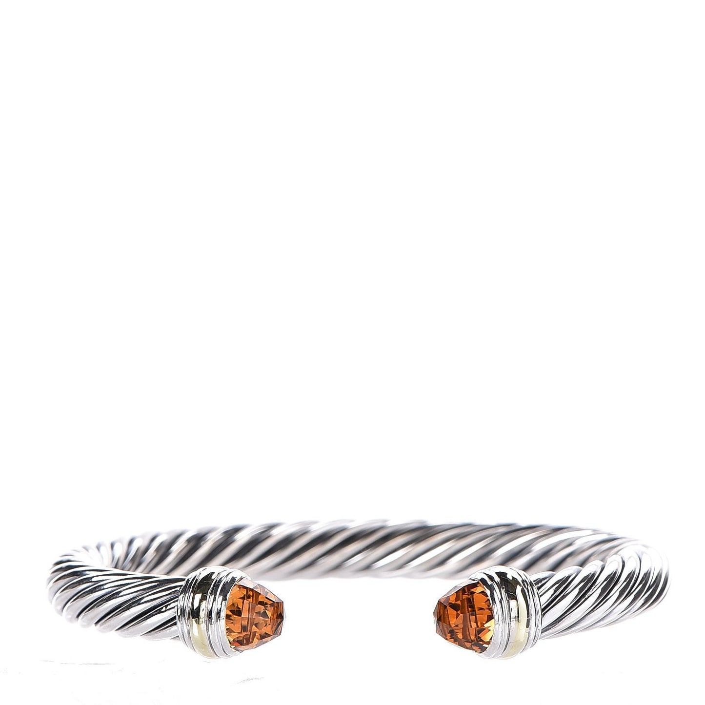 Sterling Silver 14K Yellow Gold Citrine 7mm Cable Classics Bracelet