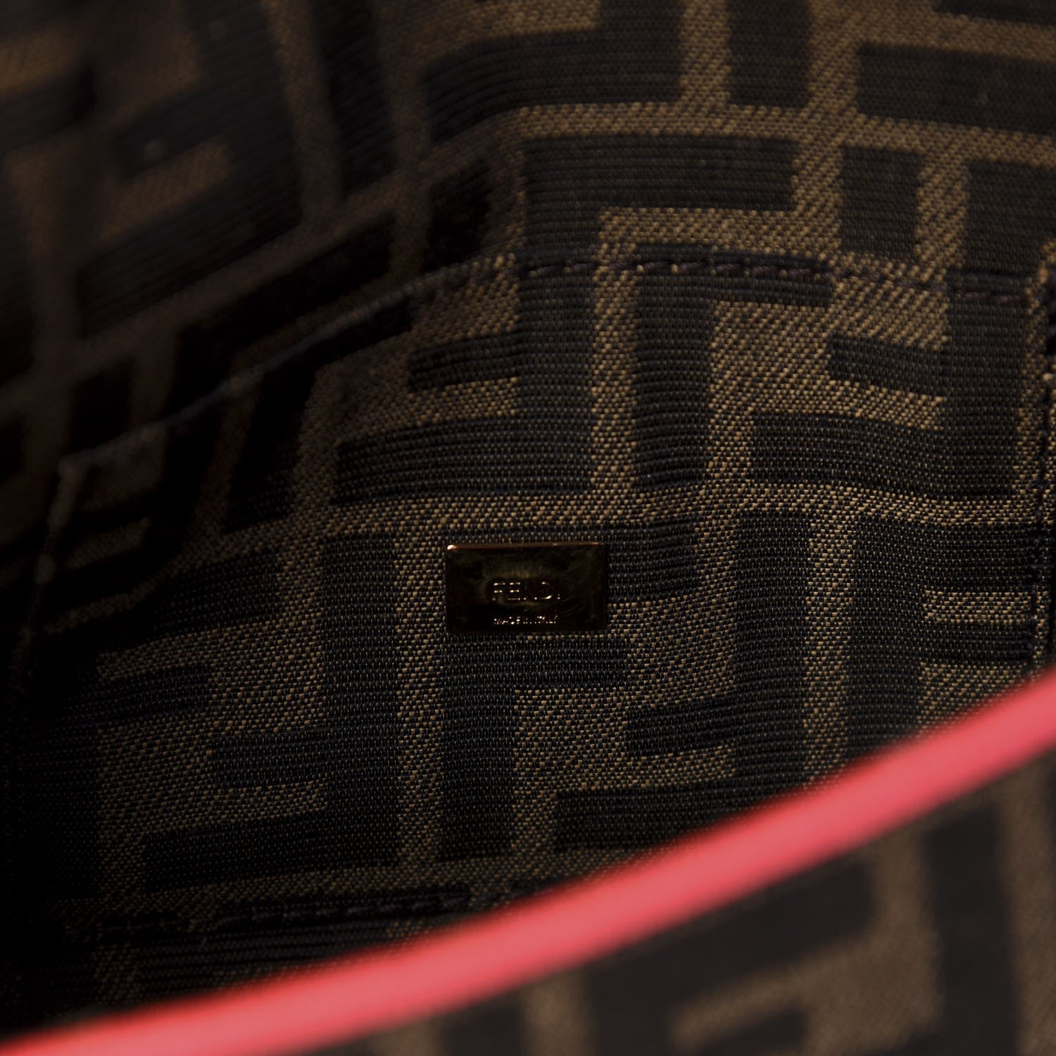 Fendi Fabric Jacquard FF 1974 Roma Armor Mini Baguette Tobacco Moro Fuxia Fluo 8 of 10