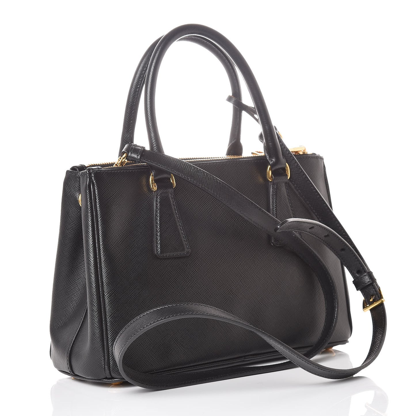 Saffiano Mini Galleria Double Zip Tote Black