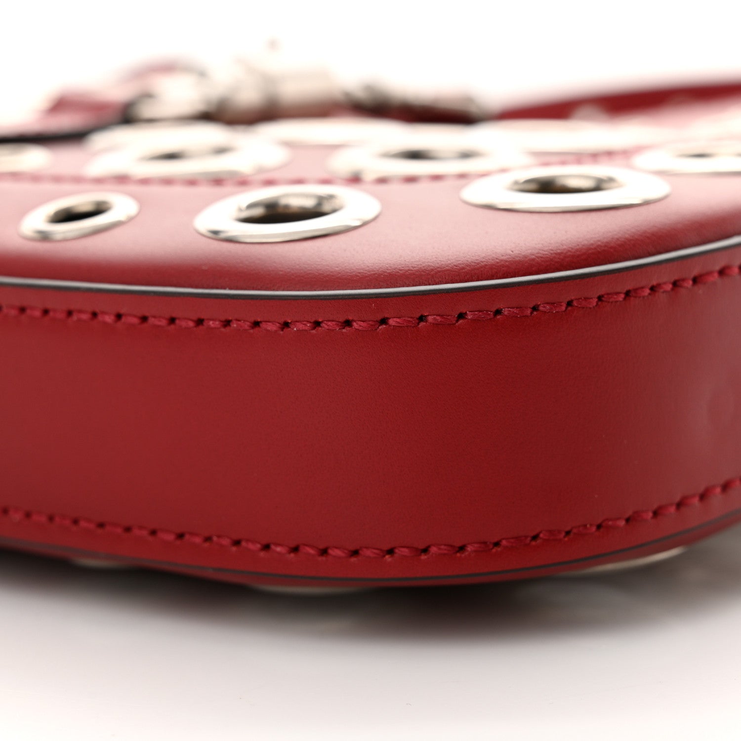 Gucci Calfskin Ha Ha Ha Jackie 1961 Eyelet Hobo Cherry Red 10 of 11