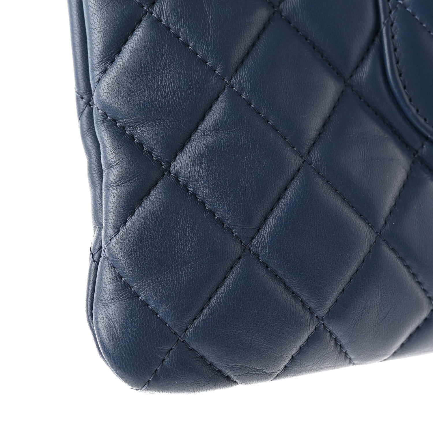 Chanel Lambskin Quilted Large Cosmetic Case Navy 10 of 10