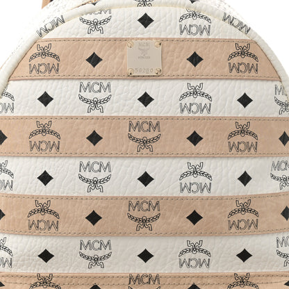 MCM Metallic Visetos Striped Medium Stark Backpack White Beige 8 of 12