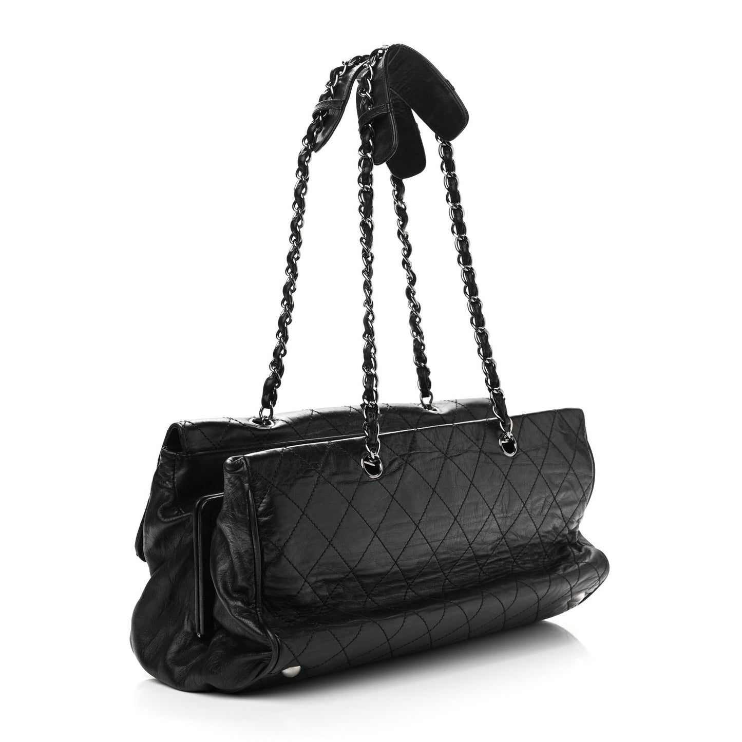 Lambskin Quilted Ritz Flap Bag Black