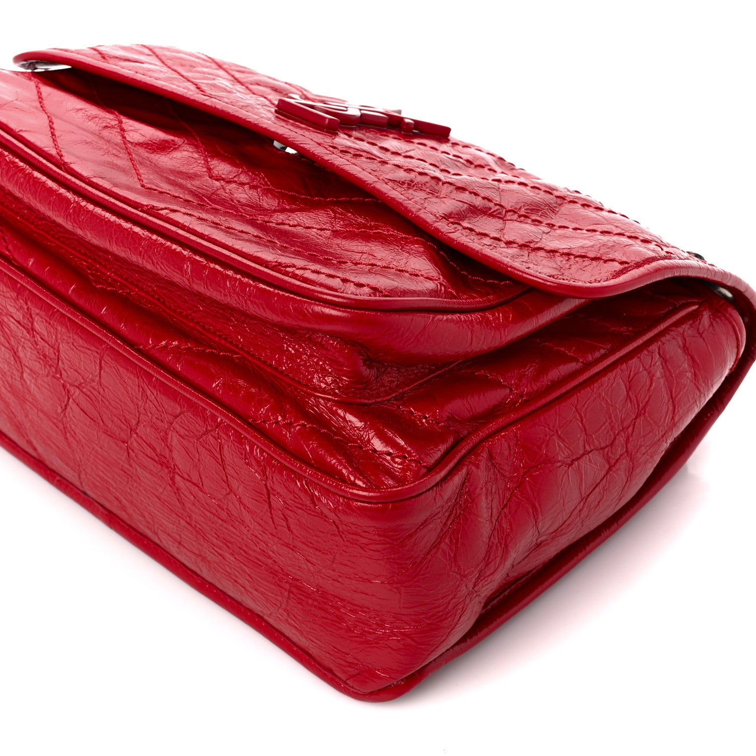 Saint Laurent Crinkled Calfskin Matelasse Monogram Medium Niki Chain Satchel Rouge Eros 11 of 11