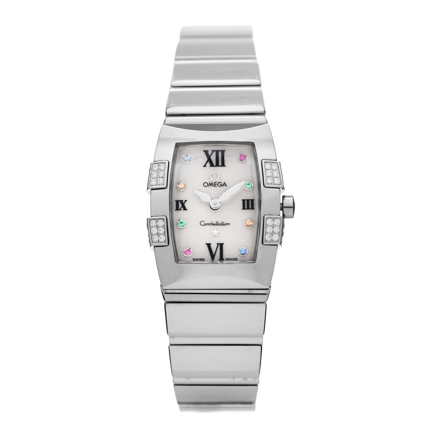 Omega Stainless Steel Diamond Mother of Pearl 21mm Constellation Quadrella Quartz Watch Multicolor 1585.79.00 1 of 5