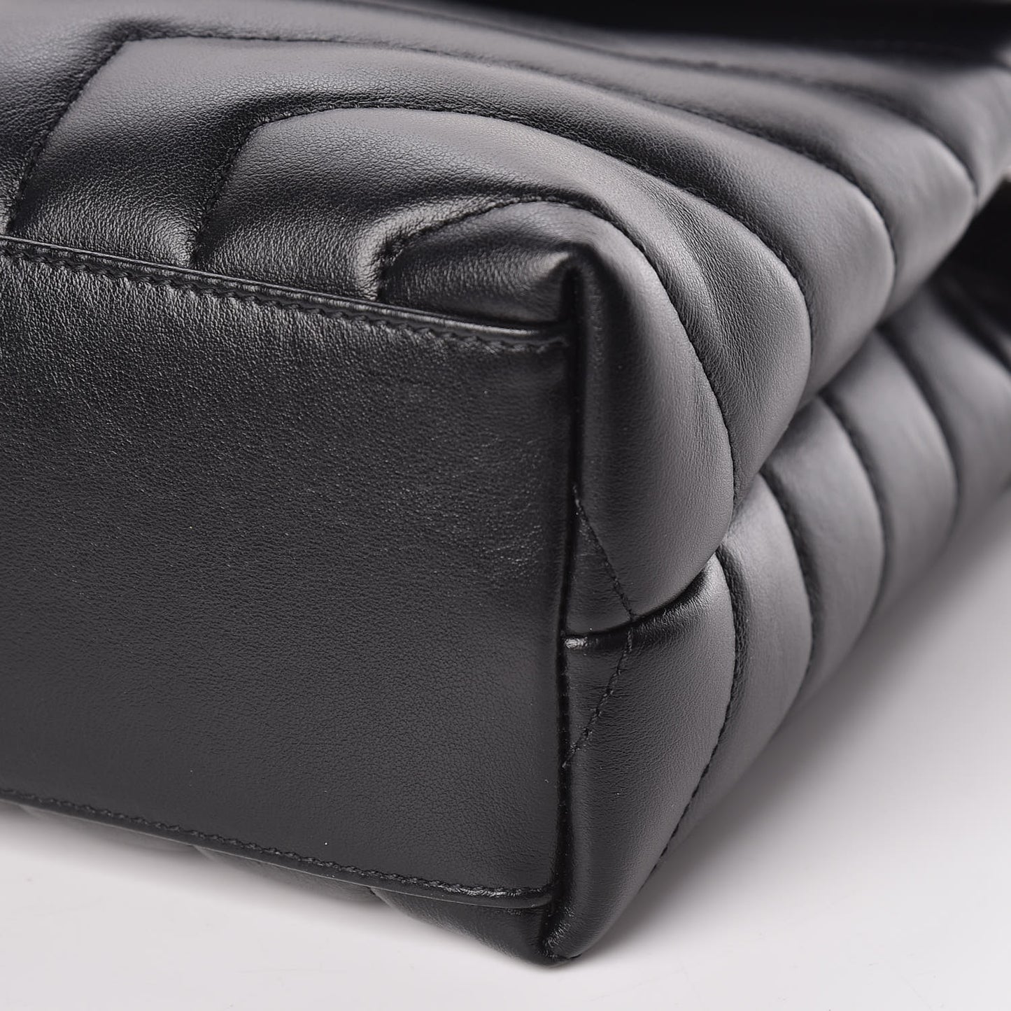 Calfskin Y Quilted Monogram Small Loulou Chain Satchel Black