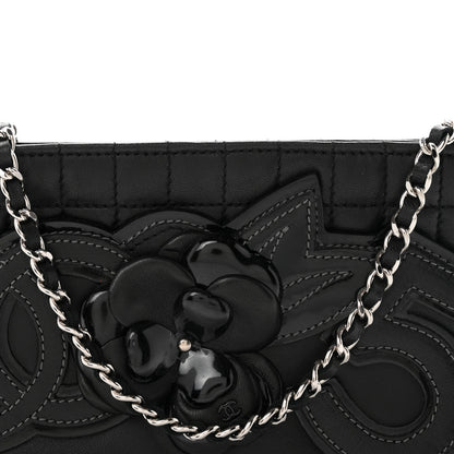 Chanel Lambskin Camellia No. 5 Chain Pouch Black 7 of 9