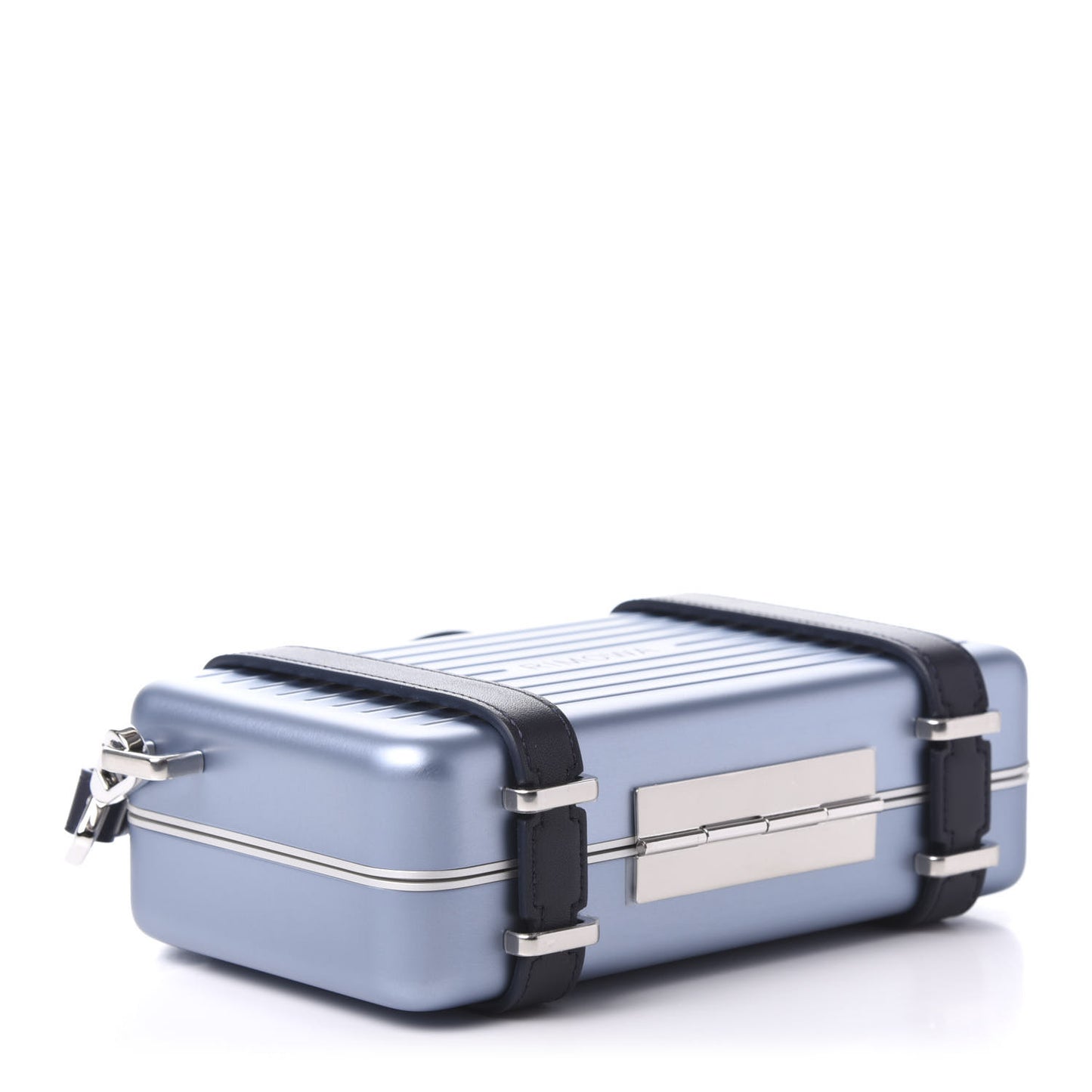 X RIMOWA Aluminum Personal Clutch On Strap Bleu
