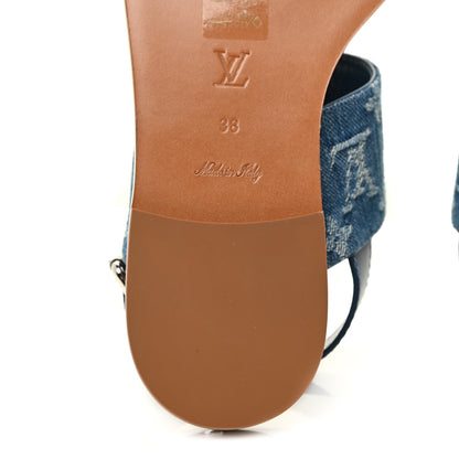 Louis Vuitton Monogram Denim Starboard Flat Thong Sandal 38 Blue 7 of 12