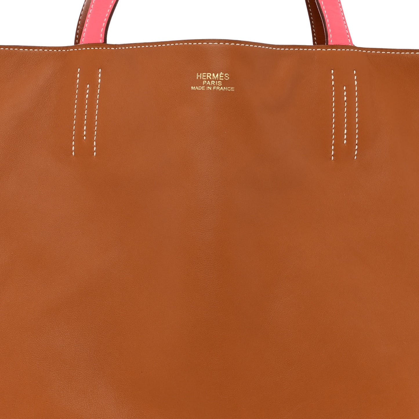 Veau Sikkim Double Sens 36 Reversible Tote Gold Rose Azalee Rouge Casaque Brique