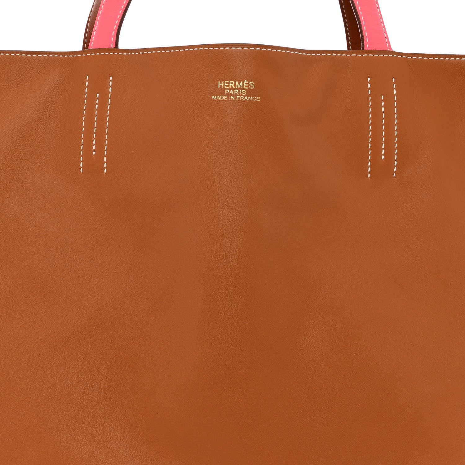 Hermes Veau Sikkim Double Sens 36 Reversible Tote Gold Rose Azalee Rouge Casaque Brique 8 of 17