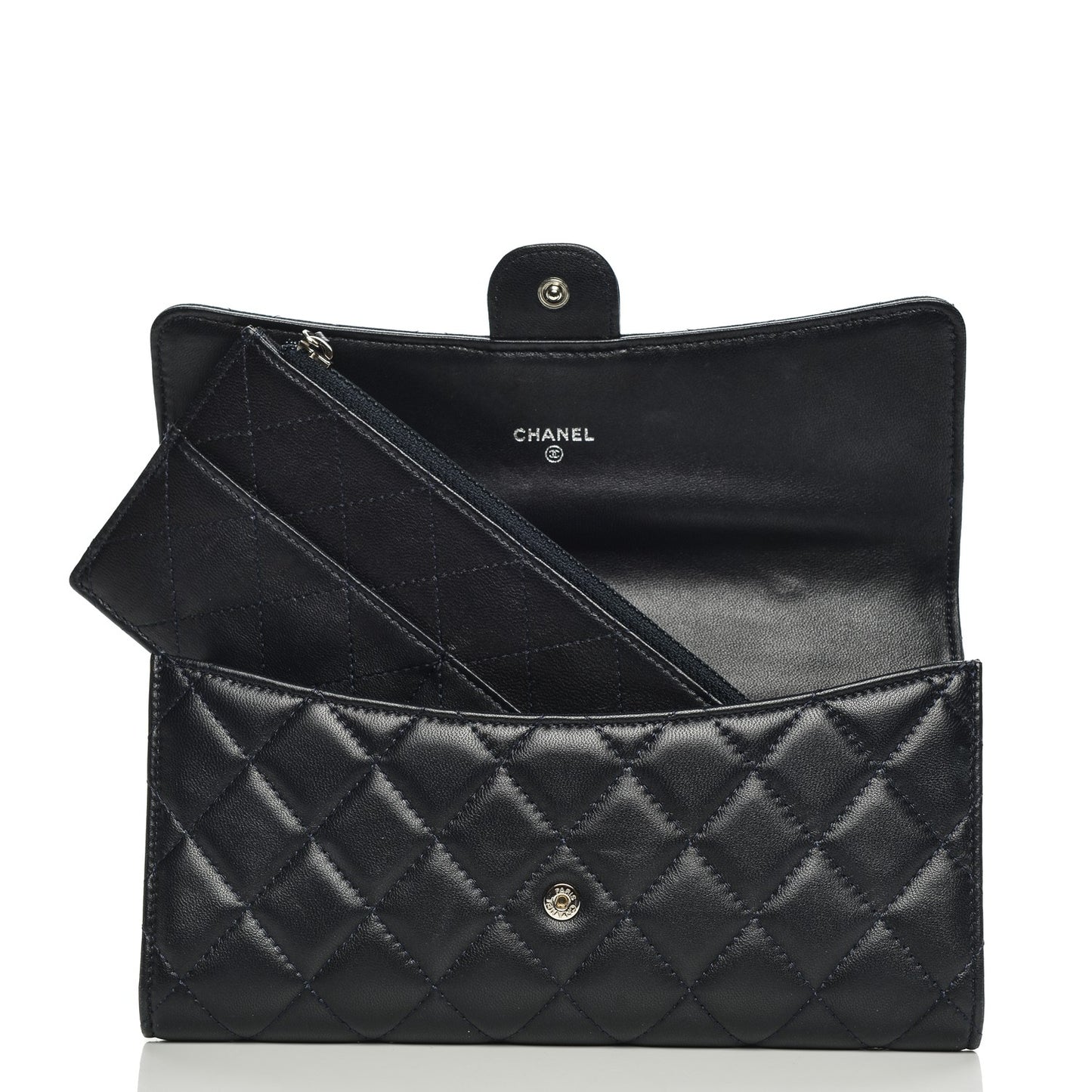 Lambskin Quilted Travel Wallet Navy