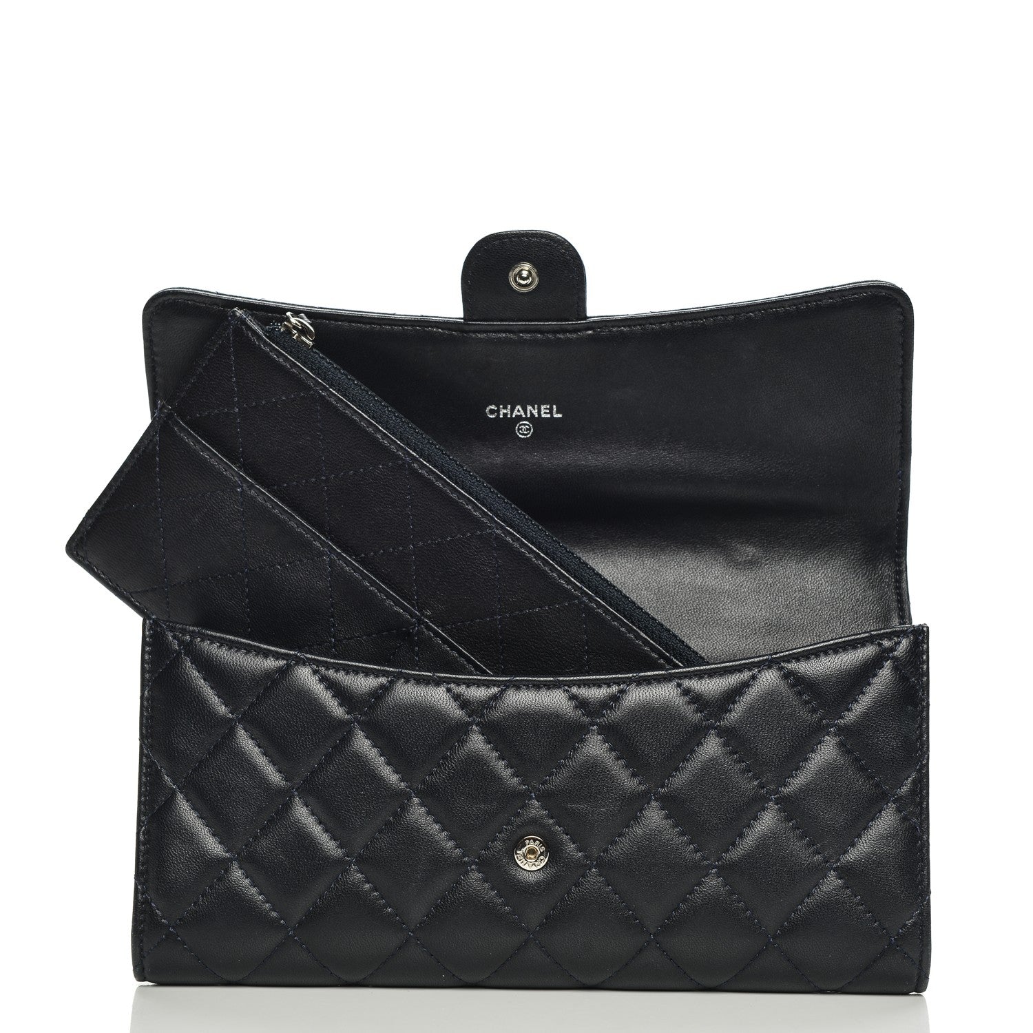 Chanel Lambskin Quilted Travel Wallet Navy 8 of 8