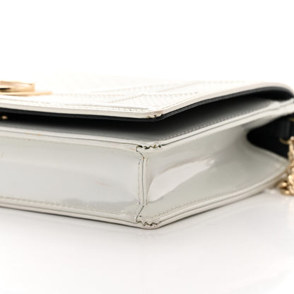 Christian Dior Patent Micro-Cannage Diorama Wallet on Chain Pouch White 11 of 16