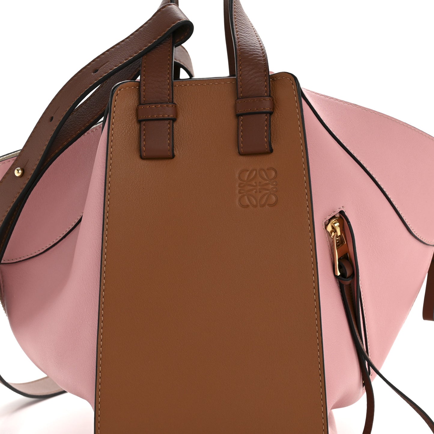 Calfskin Small Hammock Shoulder Bag Pastel Pink Tan