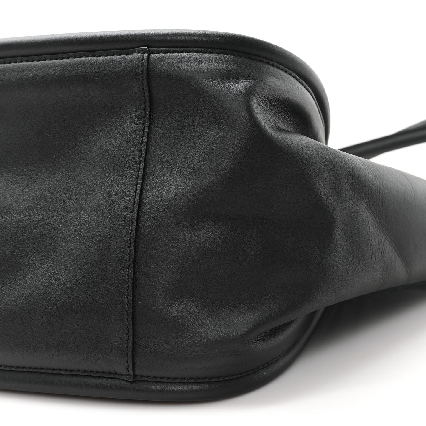 Calfskin Large Ruched Tote Black