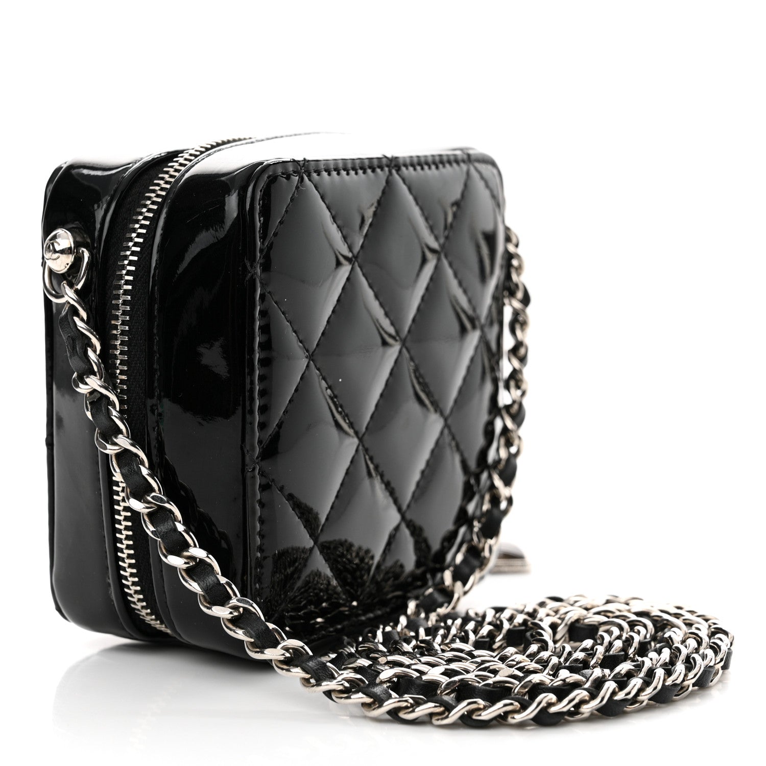 Chanel Patent Quilted Clutch With Chain Black 3 of 10