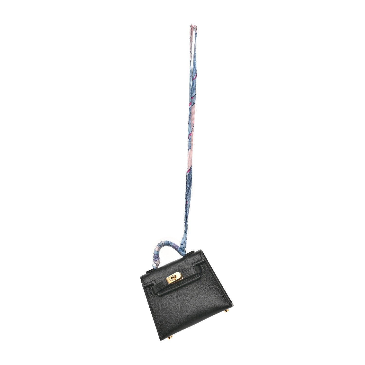 Hermes Tadelakt Mini Kelly Twilly Bag Charm Black 1 of 4
