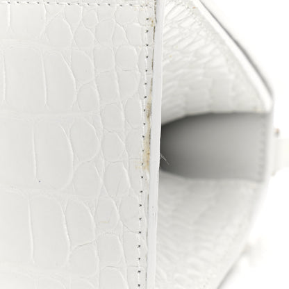 Balenciaga Calfskin Crocodile Embossed Small Hourglass Top Handle Bag White 14 of 15