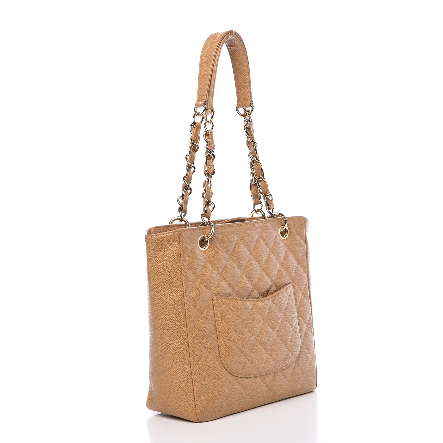 Caviar Quilted Petit Shopping Tote PST Dark Beige