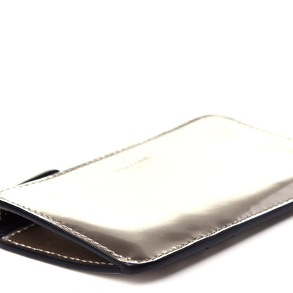 Tom Ford Metallic Calfskin Zip Card Holder Wallet Silver 7 of 11