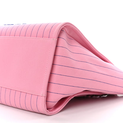Chanel Canvas Calfskin Striped Medium Deauville Tote Pink 10 of 10