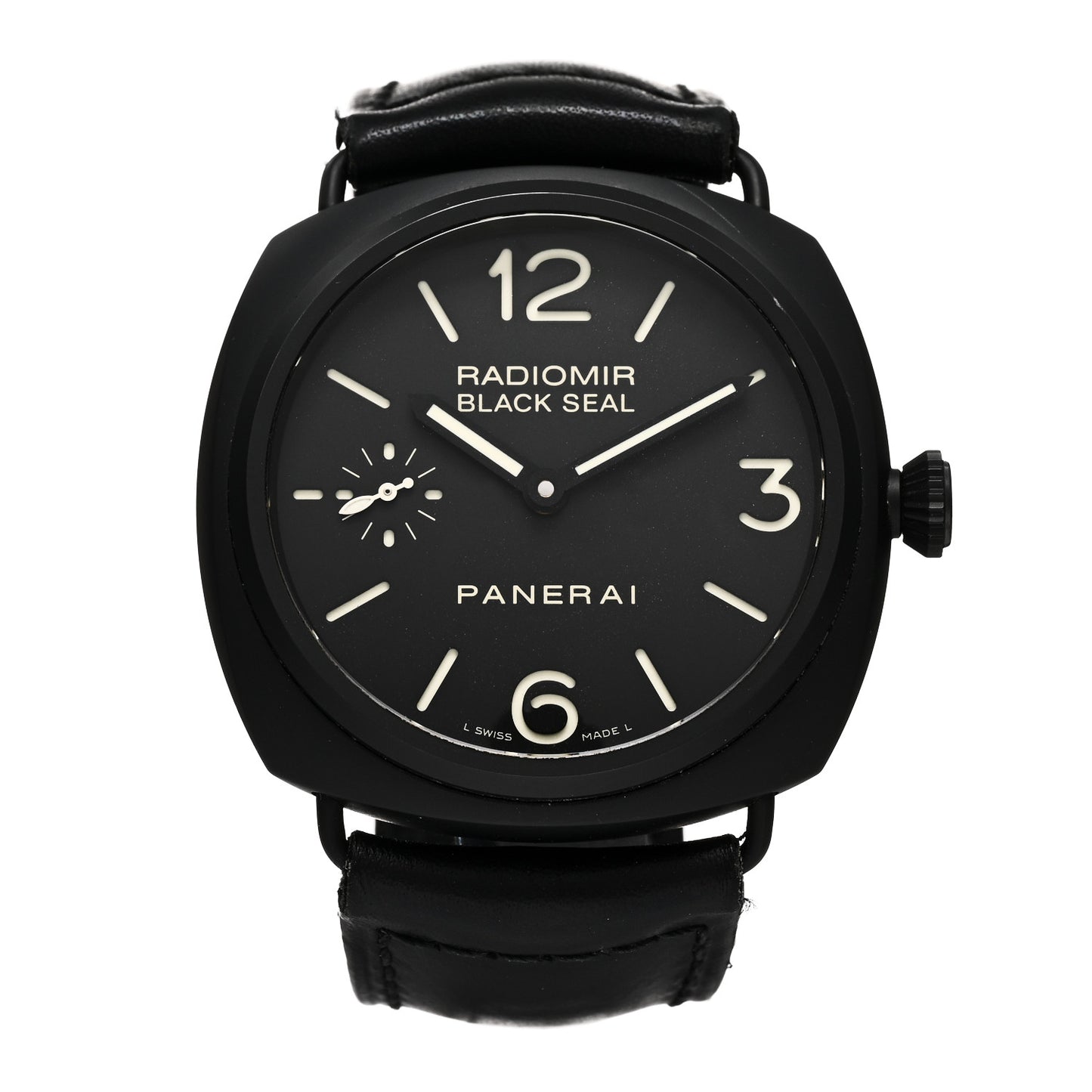 Ceramic Calfskin 45mm Radiomir Black Seal Manual Winding Watch Black PAM00292