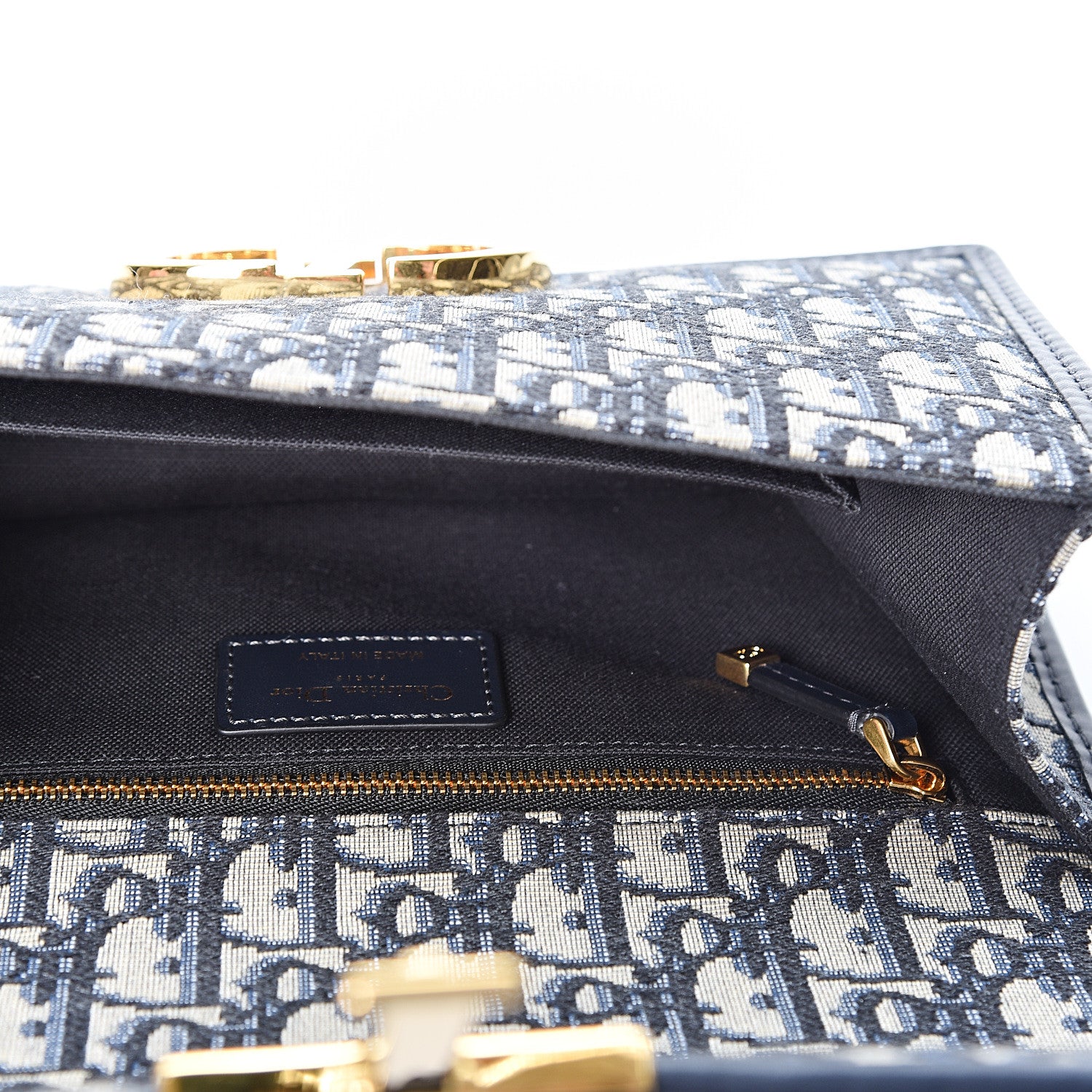Christian Dior Oblique 30 Montaigne Chain Flap Bag Blue 4 of 8