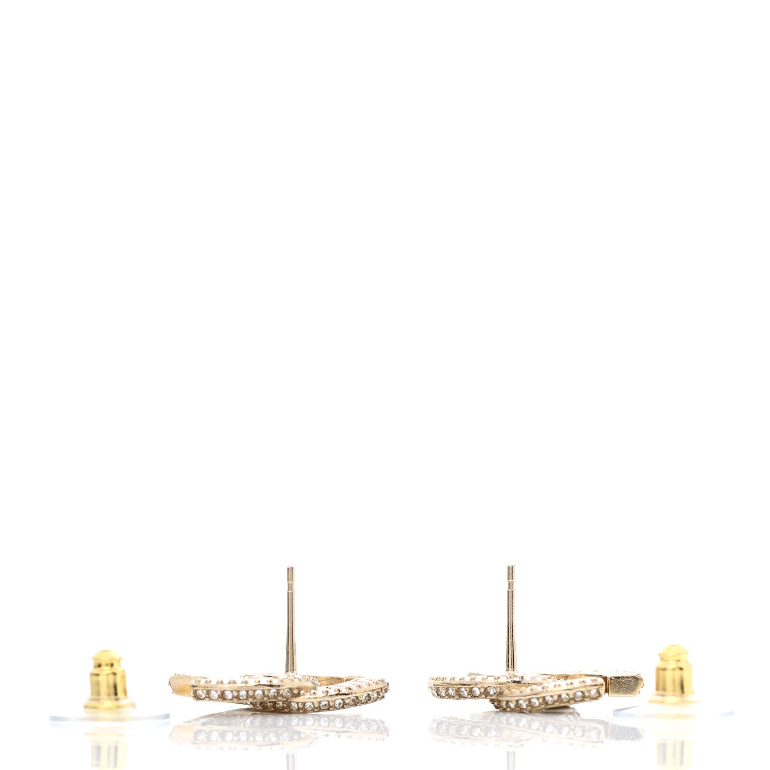 Chanel Crystal CC Earrings Light Gold 3 of 5