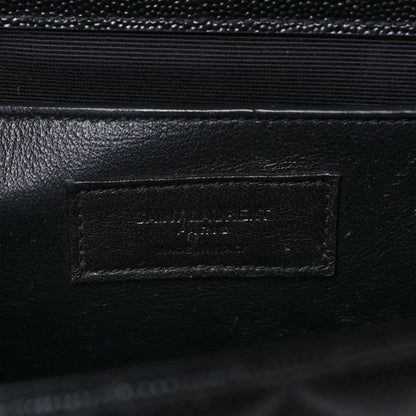 Saint Laurent Grain De Poudre Textured Mixed Matelasse Triquilt Medium Monogram Monochrome Satchel Black 6 of 8