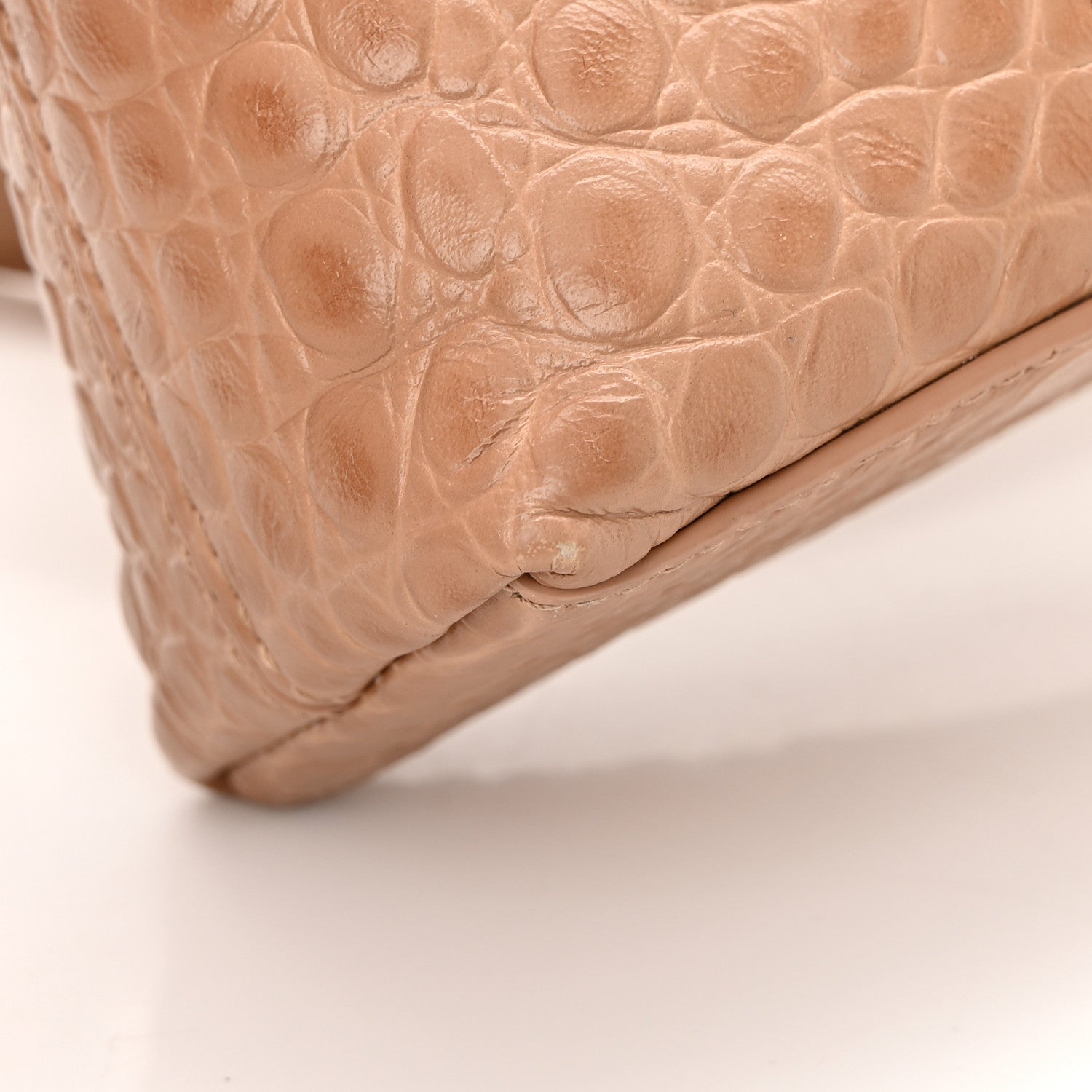 Balenciaga Extra Supple Calfskin Crocodile Embossed XS Downtown Shoulder Bag Nude Beige 14 of 17