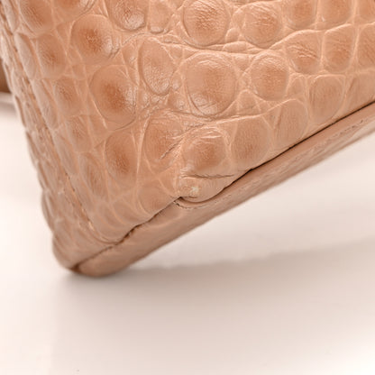 Balenciaga Extra Supple Calfskin Crocodile Embossed XS Downtown Shoulder Bag Nude Beige 14 of 17