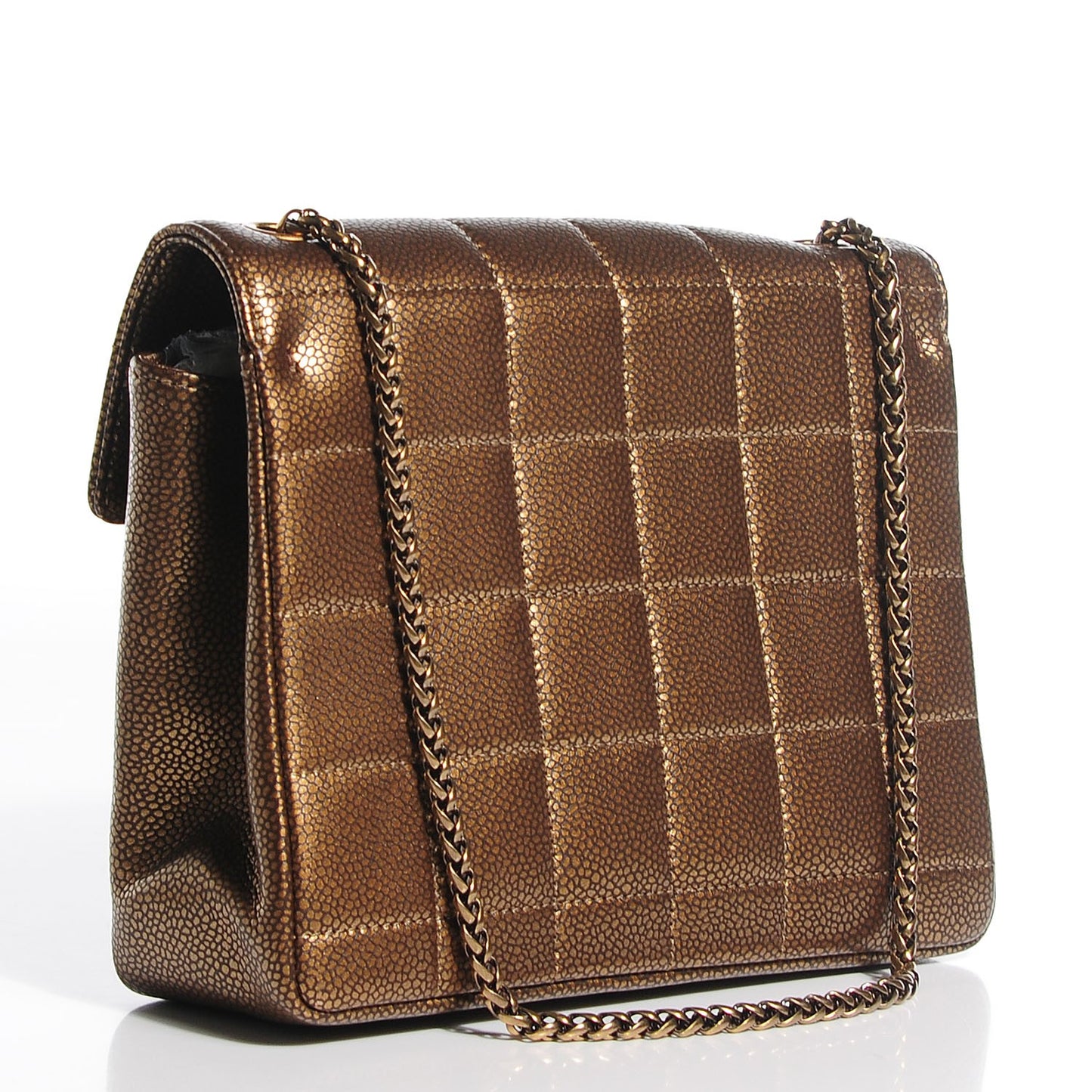 Caviar Square Quilted Paris Byzance Mini Flap Dark Gold
