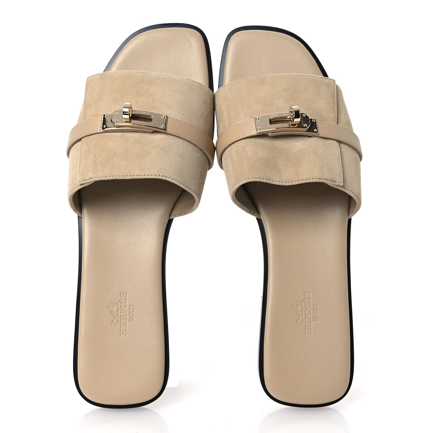 Hermes Suede Goatskin Giulia Sandals 41 Beige Lin 2 of 13