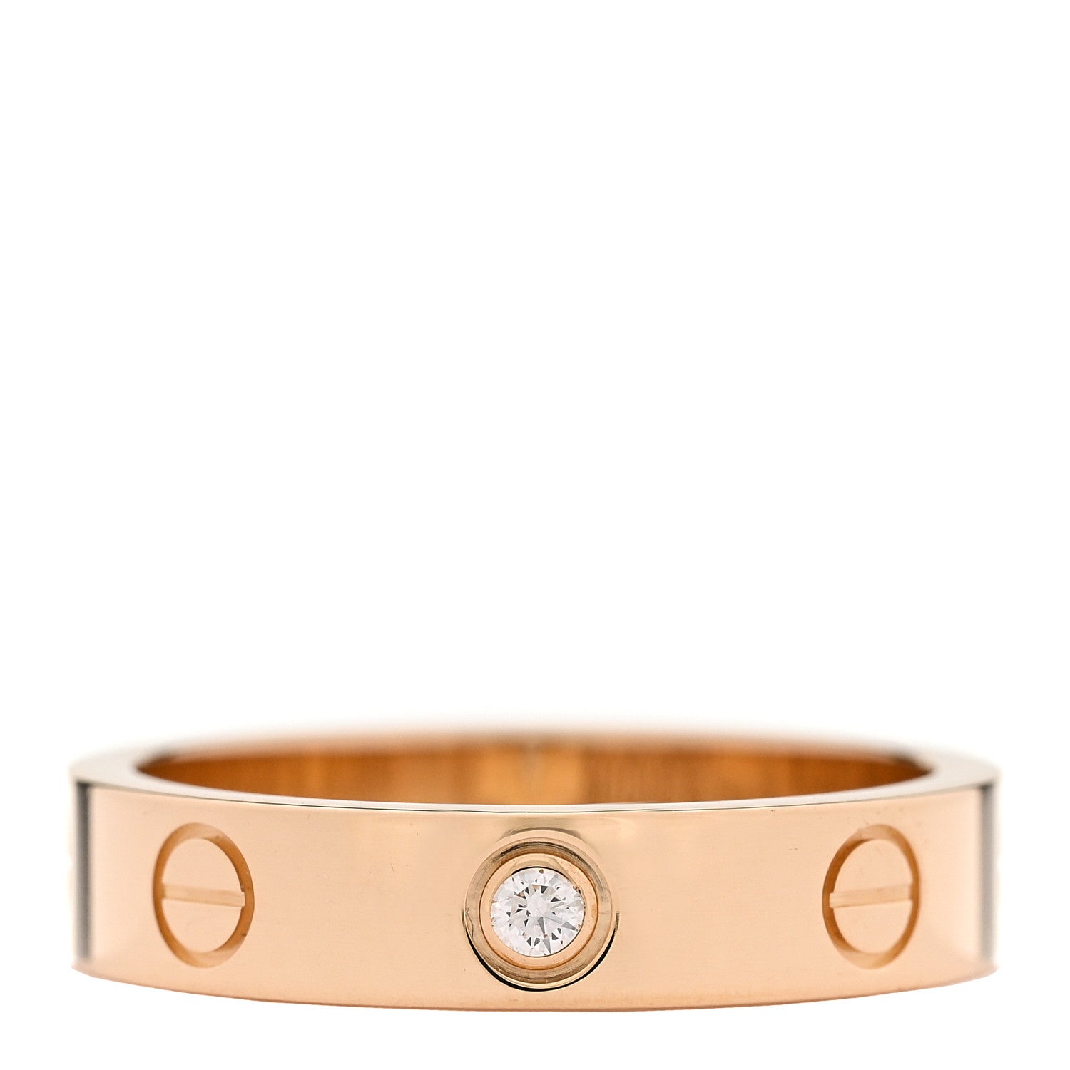 Cartier 18K Yellow Gold Diamond 4mm LOVE Wedding Band Ring 51 5.75 1 of 5