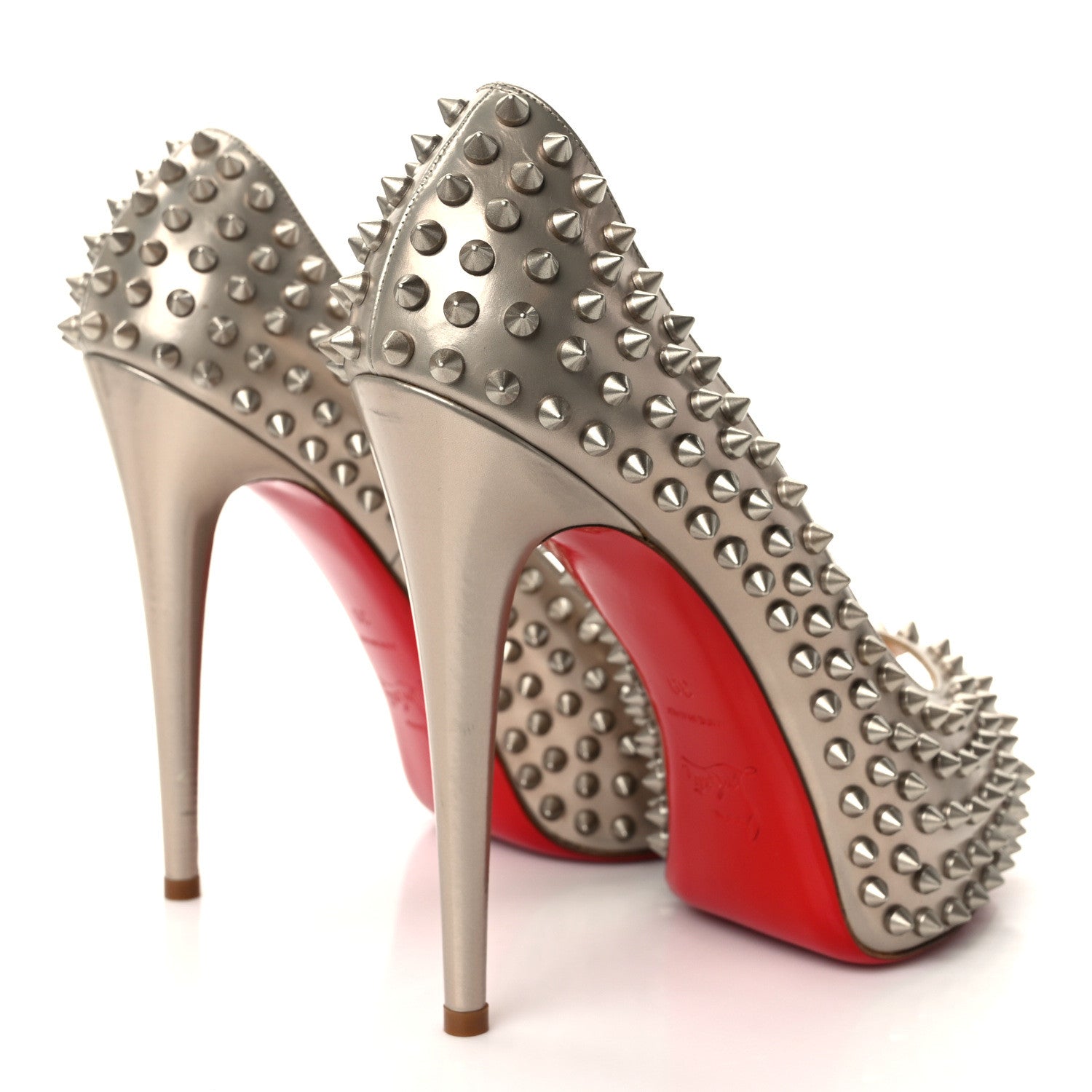 Christian Louboutin Specchio Lady Peep Spikes 120 Pumps 39 Beige 4 of 7