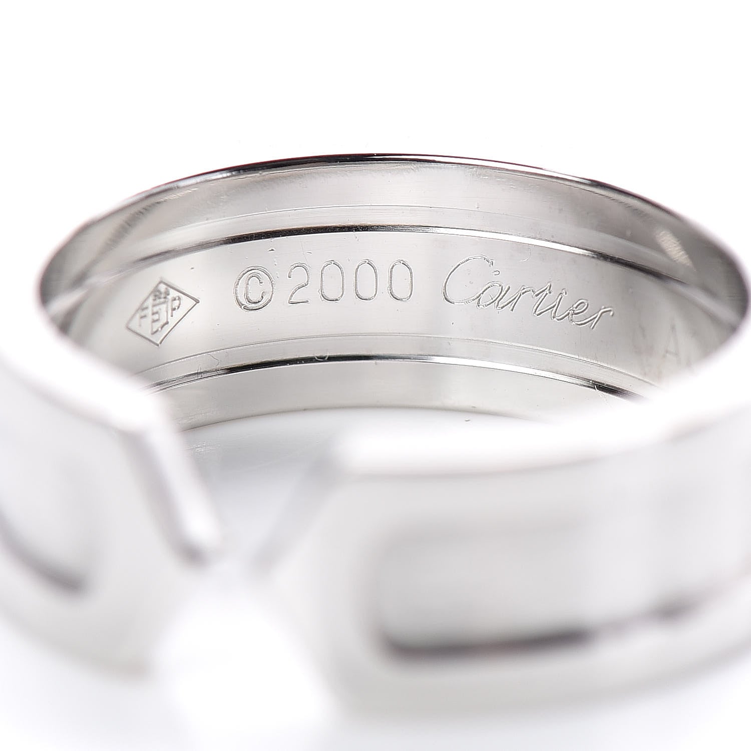 Cartier 18K White Gold 6.5mm C De Ring 51 5.75 4 of 6