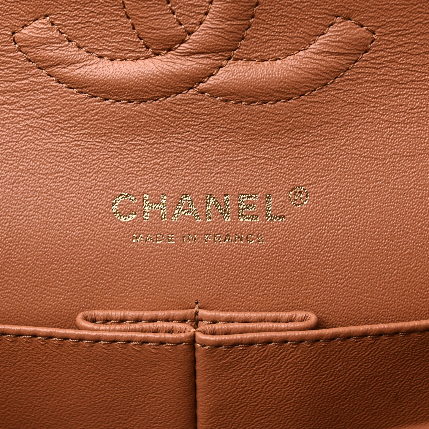 Lambskin Quilted Medium Double Flap Brown