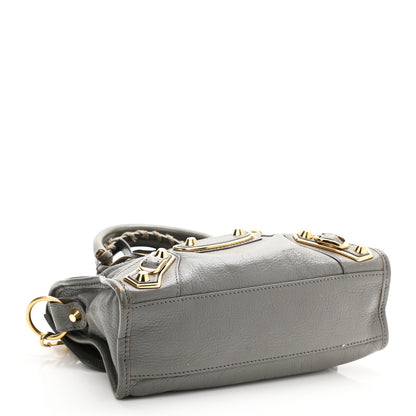 Balenciaga Chevre Gold Metallic Edge Hardware Mini City Gris Acier 4 of 12
